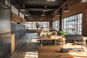 An office in an industrial building
